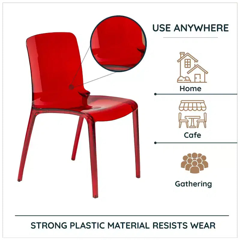 Sedia da pranzo in acrilico con design a cascata e seduta sagomata elegante, stile moderno per cucina, sala da pranzo, ufficio, salotto o bar