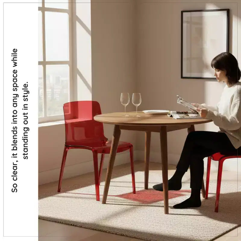 Sedia da pranzo in acrilico con design a cascata e seduta sagomata elegante, stile moderno per cucina, sala da pranzo, ufficio, salotto o bar
