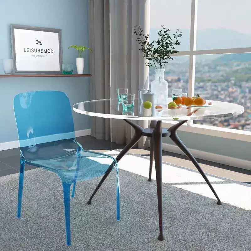 Sedia da pranzo in acrilico con design a cascata e seduta sagomata elegante, stile moderno per cucina, sala da pranzo, ufficio, salotto o bar