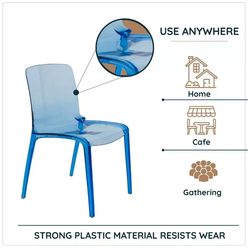 Sedia da pranzo in acrilico con design a cascata e seduta sagomata elegante, stile moderno per cucina, sala da pranzo, ufficio, salotto o bar