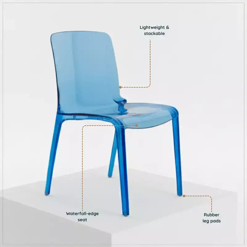 Sedia da pranzo in acrilico con design a cascata e seduta sagomata elegante, stile moderno per cucina, sala da pranzo, ufficio, salotto o bar