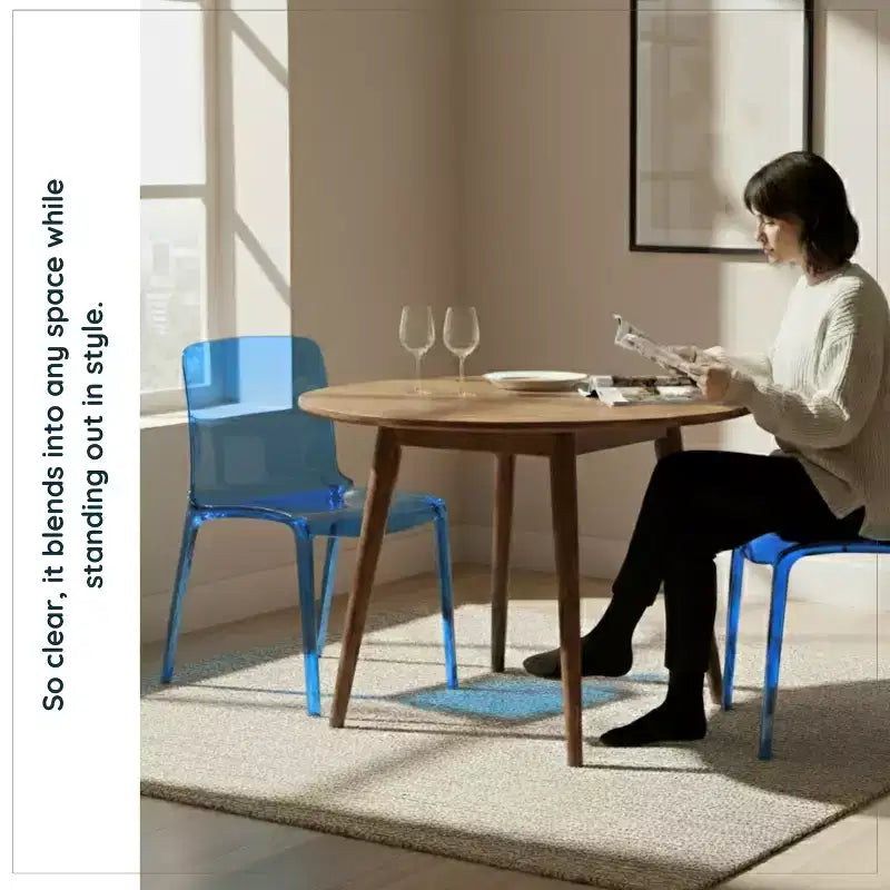 Sedia da pranzo in acrilico con design a cascata e seduta sagomata elegante, stile moderno per cucina, sala da pranzo, ufficio, salotto o bar
