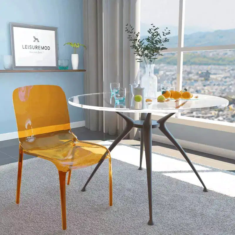 Sedia da pranzo in acrilico con design a cascata e seduta sagomata elegante, stile moderno per cucina, sala da pranzo, ufficio, salotto o bar
