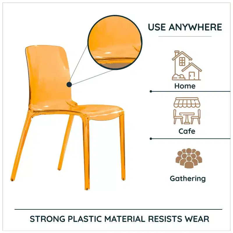 Sedia da pranzo in acrilico con design a cascata e seduta sagomata elegante, stile moderno per cucina, sala da pranzo, ufficio, salotto o bar