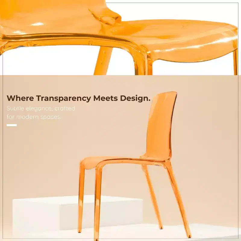 Sedia da pranzo in acrilico con design a cascata e seduta sagomata elegante, stile moderno per cucina, sala da pranzo, ufficio, salotto o bar