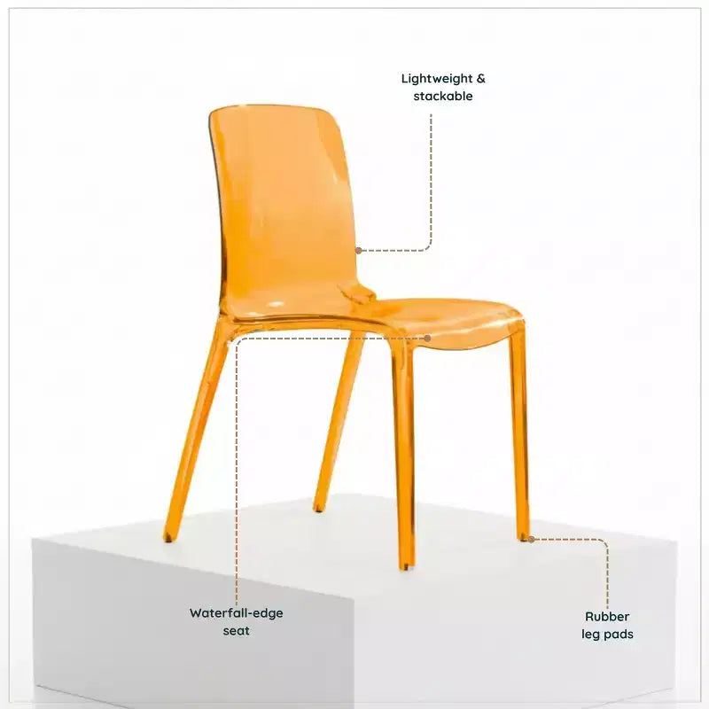 Sedia da pranzo in acrilico con design a cascata e seduta sagomata elegante, stile moderno per cucina, sala da pranzo, ufficio, salotto o bar
