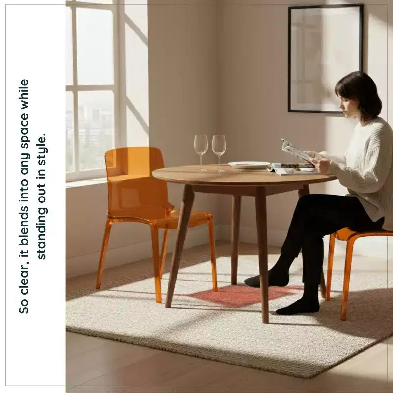 Sedia da pranzo in acrilico con design a cascata e seduta sagomata elegante, stile moderno per cucina, sala da pranzo, ufficio, salotto o bar